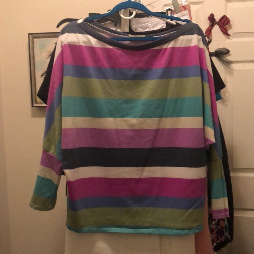 Striped, dolman sleeve top
